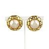 CHANEL FAUX PEARL GOLD PLATED EARRINGS