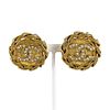 CHANEL RHINESTONE GOLD PLATED ROUND EARRINGS