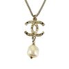 CHANEL FAUX PEARL RHINESTONE GOLD PLATED NECKLACE