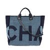 CHANEL CANVAS LEATHER TOTE BAG