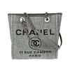 CHANEL DEAUVILLE CANVAS LEATHER TOTE BAG