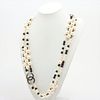 CHANEL COCO MARK GOLD PLATED & FAUX PEARL COLORED STONE NECKLACE