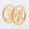 LOUIS VUITTON GOLD PLATED FAUX PEARL EARRINGS