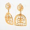 CHANEL COCO MARK GOLD PLATED BIRDCAGE EARRINGS