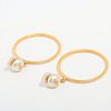 CHANEL COCO MARK GOLD PLATED FAUX PEARL HOOP EARRINGS