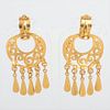 CHANEL COCO MARK GOLD PLATED DANGLE EARRINGS