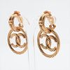 CHANEL COCO MARK GOLD PLATED LOGO EARRINGS
