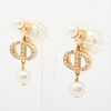 DIOR CD NAVY GOLD PLATED RHINESTONE FAUX PEARL EARRINGS