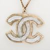 CHANEL COCO MARK GOLD PLATED LOGO NECKLACE