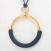 HERMES LOOP GRAND GOLD PLATED LEATHER NECKLACE