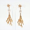 DIOR GOLD PLATED FAUX PEARL DANGLE EARRINGS