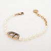 DIOR 30 MONTAIGNE GOLD PLATED & RHINESTONE FAUX PEARL BRACELET