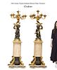 A Pair Of Large 19th C. Figural Patinated Bronze Torchiere Lamps W/ Marble Pedestals