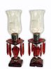 A Pair Of Glass & Crystal Boudoir Table Lamps
