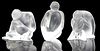 (3) LALIQUE FROSTED ART CRYSTAL MEDITATIVE NUDE FIGURES
