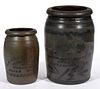 VIRGINIA MERCHANT'S STENCILED STONEWARE JARS, LOT OF TWO