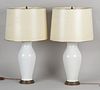 Pair of Chinese Porcelain Baluster Table Lamps