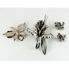 Hector Aguilar (Mexican, 1905-1986) Silver Flower Brooch and Other Mexican Silver Flower Jewelry