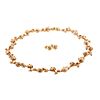 Tiffany & Co 18k Gold Diamond Flower Earrings Necklace Set