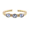 Judith Ripka 18k Gold Blue Topaz Diamond Cuff Bracelet