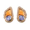 Bvlgari Bulgari 18k Gold Diamond Sapphire Citrine Wing Earrings