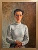 PORTRAIT OF A LADY IN WHITE DRESS OIL PAINTING
