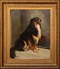  PORTRAIT OF A COLLIE DOG OIL PAINTING