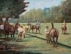  VIEW OF POLO MATCH OIL PAINTING