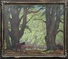  NEW FOREST WOODLAND LANDSCAPE & PONIES OIL PAINTING