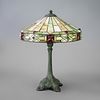 Wilkinson Arts & Crafts Slag, Chunk & Jewel Glass Table Lamp Circa 1920