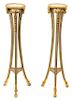 A Pair of Neoclassical Style Painted and Parcel Gilt Torchere Stands Height 40 3/4 inches.