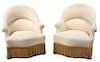 A Pair of Directoire Style Bergeres Height 31 x width 30 x depth 19 inches.