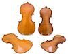 A Group of Four Continental Violin Backs Height of largest 14 3/4 inches.