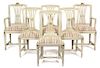 A Set of Six Gustavian Style Painted Dining Chairs Height 36 1/2 inches.