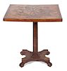 A German Walnut Marquetry Tilt-Top Table Height 27 3/4 x width 25 3/4 x depth 19 3/4 inches.