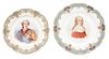 Four Sevres Porcelain Transfer Printed Portrait Plates Diameter of largest 9 1/2 inches.