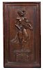 An English Relief Carved Oak Panel Height 37 x width 19 inches.