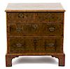 A William & Mary Oyster Veneered Walnut and Holly Inlaid Chest of Drawers Height 30 x width 31 x depth 22 inches.