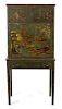 A Chinese Lacquered Drop Front Secretary Desk Height 58 x width 28 x depth 18 1/4 inches.