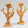 Pair of Galerneau Gilt-Metal Coral Form Candlesticks
