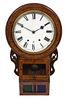 A Continental Marquetry Inlaid Wall Clock Height 28 x width 16 x depth 5 1/2 inches.