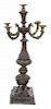 A Louis XV Style Patinated Metal Five-Light Candelabrum Height 28 3/4 inches.