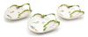 Three Mottahedeh Porcelain Hand-Painted Leaf-Form Plates Length 7 1/2 inches.