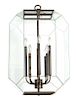 A Glass and Steel Hanging Lantern Height 28 x diameter 16 inches.