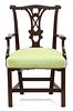 A Chippendale Style Mahogany Open Armchair Height 37 1/2 inches.