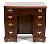 A Chippendale Style Mahogany Kneehole Desk Height 29 1/2 x width 31 1/2 x depth 18 3/4 inches.