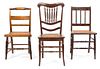 Four American Miscellaneous Caned Seat Side Chairs Height of tallest 37 1/2 inches.