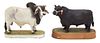 Two Royal Worcester Porcelain Bulls Height 8 inches.