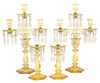 A Pair of Yellow Crystal and Beaded Four-Light Candelabra Height 20 1/4 inches.