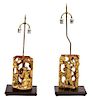 A Pair of Gilt and Lacquered Chinese Temple Carvings Height of carving 13 inches.